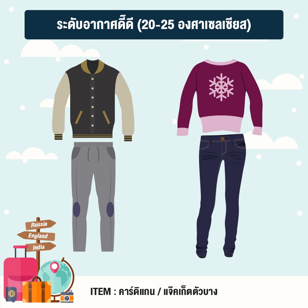 เที่ยวอย่างเพลิดเพลินด้วยการ เลือกเสื้อผ้าให้ตรงกับสภาพอากาศ - เที่ยวอย่างเพลิดเพลินด้วยการ เลือกเสื้อผ้าให้ตรงกับสภาพอากาศ -