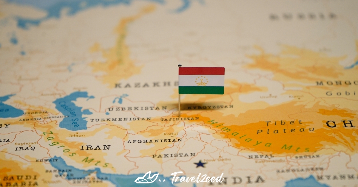 The Map and Flag of Tajikistan.
