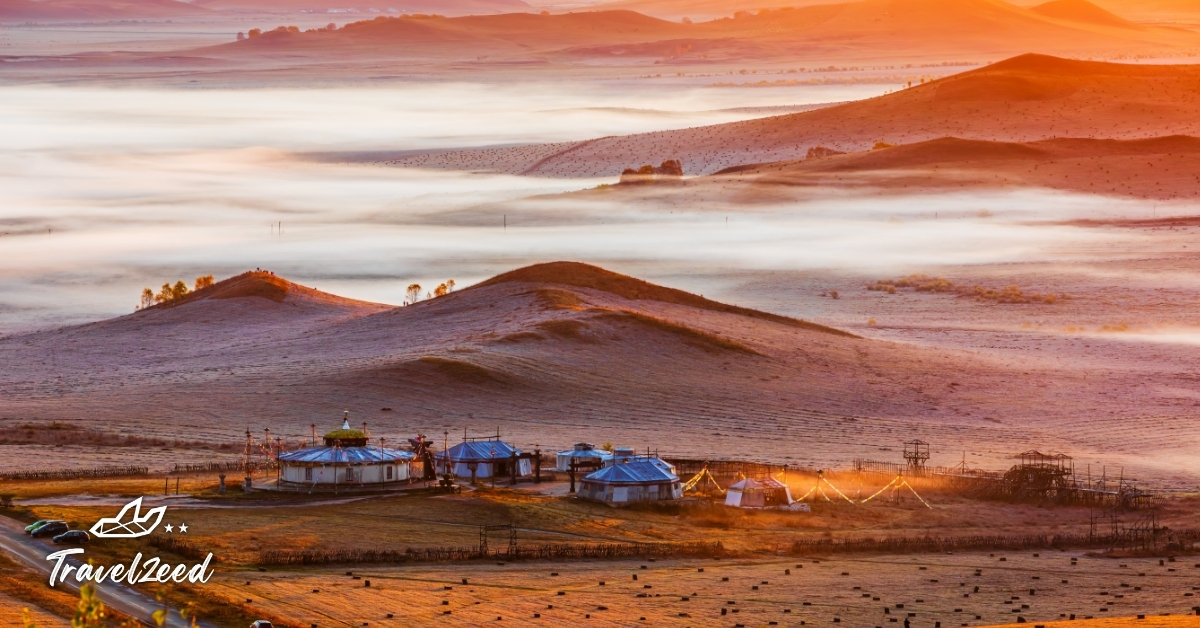 เขตปกครองตนเองจีน ทุ่งหญ้าและภูเขาในมองโกเลียใน แสดงพื้นที่ชนกลุ่มน้อยและวัฒนธรรมท้องถิ่น