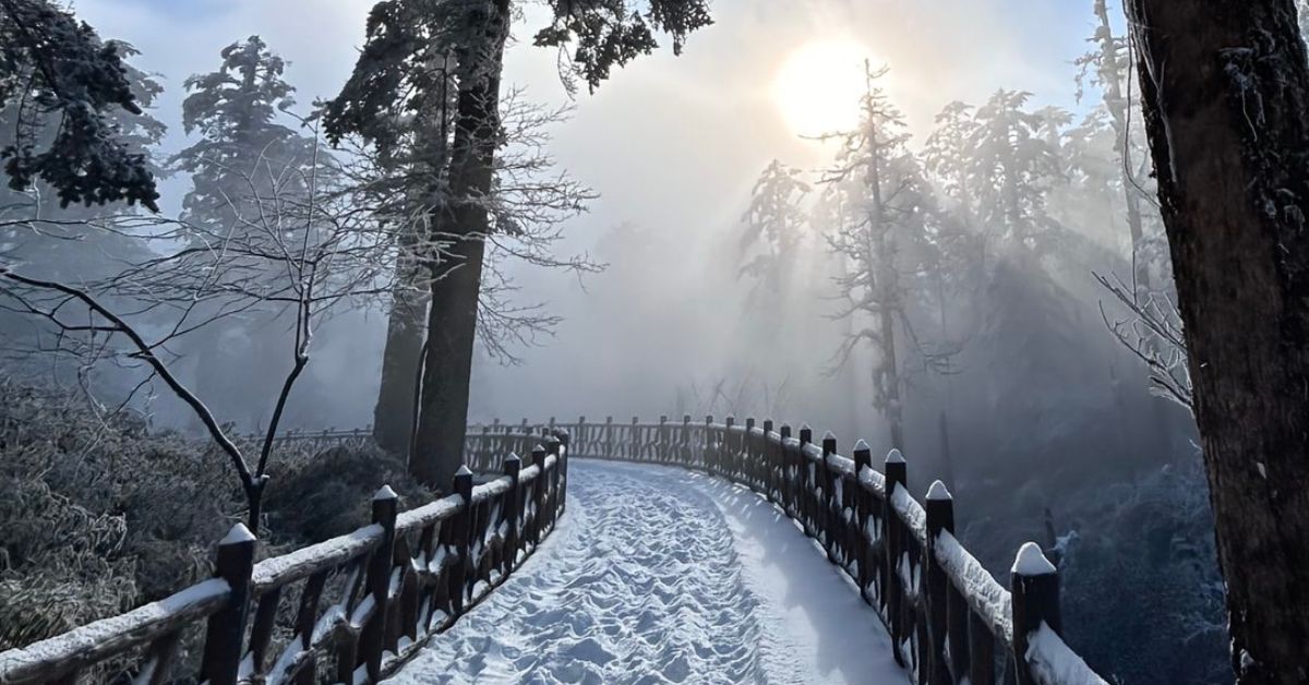 สะพานจินฮวา ไฮไลท์ภูเขาวาวู่ ช่วงฤดูหนาว