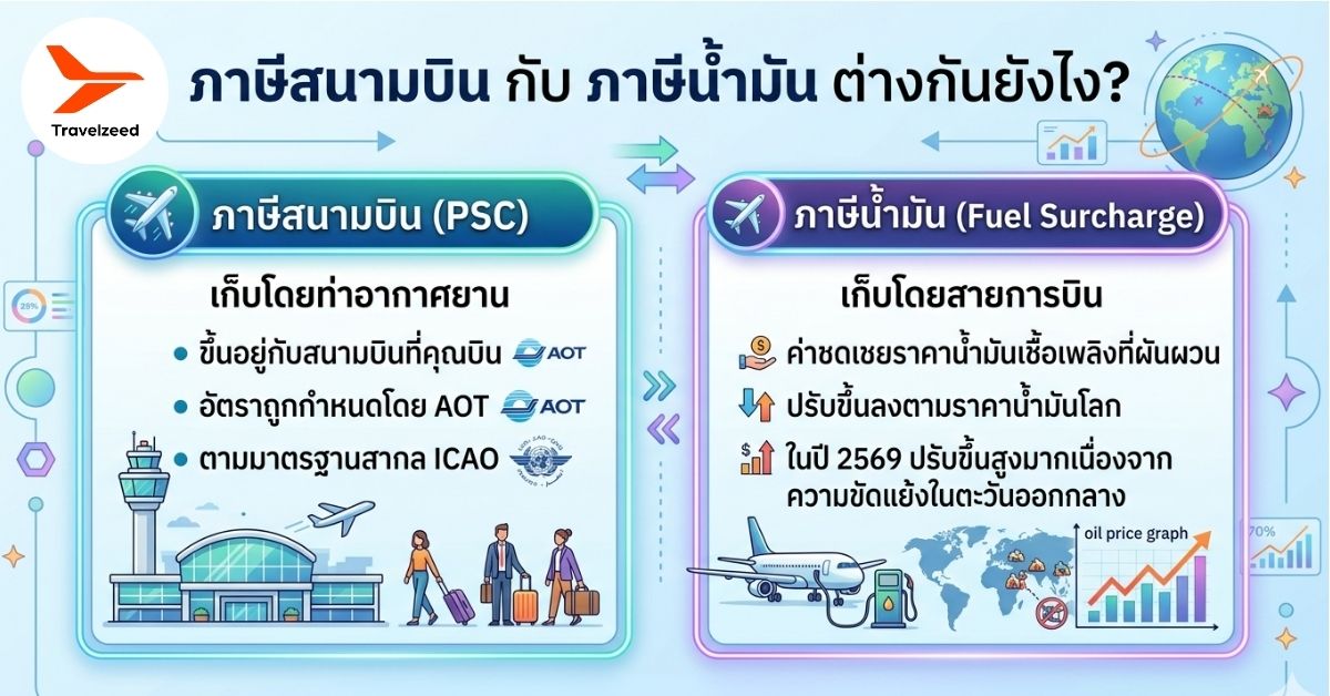 ภาษีสนามบิน กับ ภาษีน้ำมัน ต่างกันยังไง