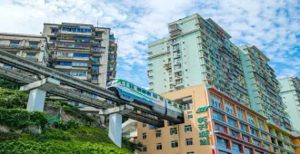 ทัวร์จีน ฉงชิ่ง รถไฟฟ้าทะลุตึก หงหยาต้ง ตึกตะเกียบ หมู่บ้านโบราณฉือขี่โขว่