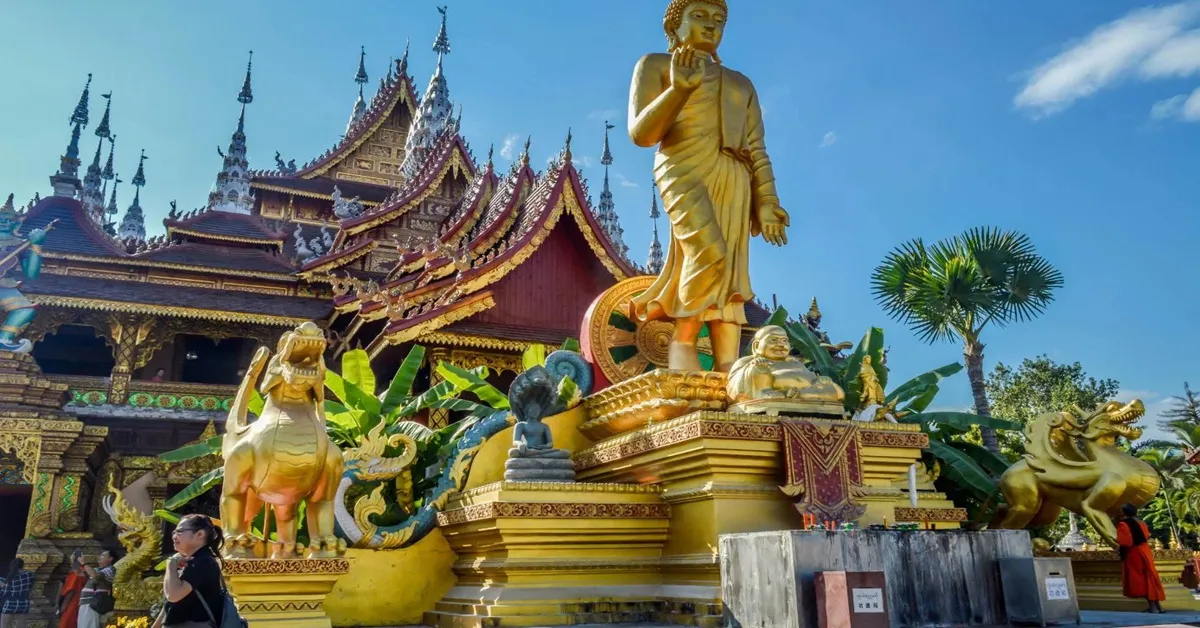 ทัวร์จีน สิบสองปันนา อุทยานป่าเขตร้อน ตลาดน้ำหกประเทศ วัดมหาธาตุเมิงเล่อ