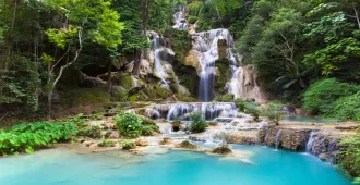 Laos Vientiane Luang Prabang Vang Vieng Meuang Feuang - ทัวร์ลาว เวียงจันทน์ หลวงพระบาง วังเวียง เมืองเฟือง ชมน้ำตกตาดกวางสีและล่องเรือหางยาวที่แม่น้ำซอง 