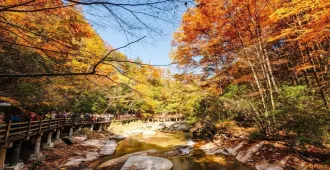 China Xi'an Hanzhong Zhuge Liang Guangwushan National Geopark Autumn - ทัวร์จีน ซีอาน ฮันจง จูเกอเหลียง อุทยานกวางอู้ซานชมใบไม้แดง  (ไม่ลงร้าน) 