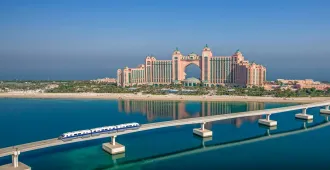 Dubai The Palm Monorail - ทัวร์ดูไบ มันว้าวมาก นั่งรถไฟรางเดียวชมเกาะเดอะปาล์ม นั่งรถตะลุย ทะเลทราย อันกว้างใหญ่ในยามเย็น อิสระ 1 วัน