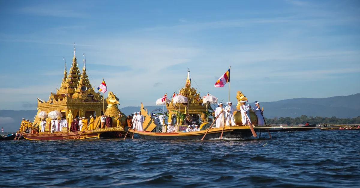 ทัวร์เมียนมาร์ ย่างกุ้ง เจดีย์ชเวดากอง วัดหงาทัตจี ประเพณีแห่พระบัวเข็ม