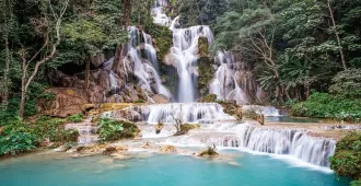 Laos Vientiane Vang Vieng Luang Prabang Tat Kuang Si Waterfalls - ทัวร์ลาว เวียงจันทน์ วังเวียง ชมน้ำตกมหัศจรรย์แห่งหลวงพระบาง 
