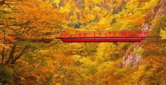 Japan Hokkaido Showa Shinzan Futami Suspension Bridge Autumn - ทัวร์ญี่ปุ่น ฮอกไกโด ภูเขาโชวะชินซัง สะพานฟุตามิ ใบไม้เปลี่ยน