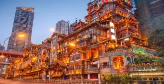 ทัวร์จีน มหัศจรรย์ ฉงชิ่ง ต้าจู๋ หงหยาต้ง รถไฟฟ้าทะลุตึก (ไม่ลงร้าน)