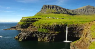 Greenland Faroe Islands Copenhagen Mulafossur Waterfall - ทัวร์กรีนแลนด์ หมู่เกาะแฟโร โคเปนเฮเก้น น้ำตกมูลาฟอสเซอร์ ล่องเรือชมผารังนก ธารน้ำแข็งอิควิเซอร์เมีย 
